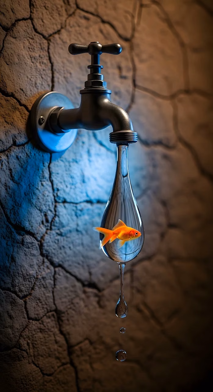 Download Goldfish Trapped in a Single Water Droplet on Cracked Wall Wallpaper in Mobile HD Goldfish Trapped in a Single Water Droplet on Cracked Wall - Free Mobile AMOLED Wallpaper Background