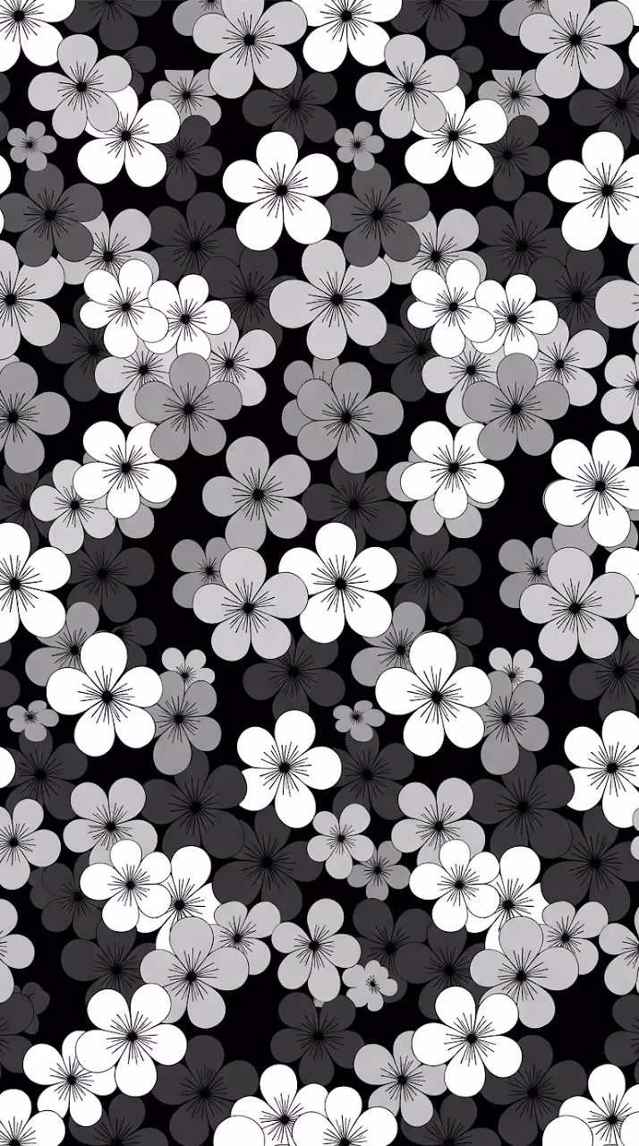 Download Graphic White and Grey Repeating Flower Pattern on Black Wallpaper in Mobile HD Graphic White and Grey Repeating Flower Pattern on Black - Free Mobile AMOLED Wallpaper Background