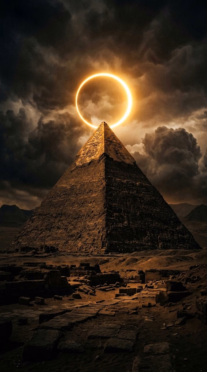 Great Pyramid Solar Eclipse - Free Mobile AMOLED Wallpaper Background