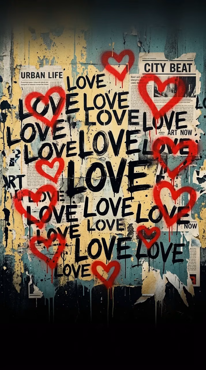 Grunge Love Typography Abstract Wallpaper - Free Mobile AMOLED Wallpaper Background
