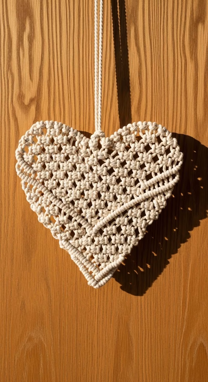 Handmade Macrame Wall Hanging Heart for Cozy Vibes - Free Mobile AMOLED Wallpaper Background