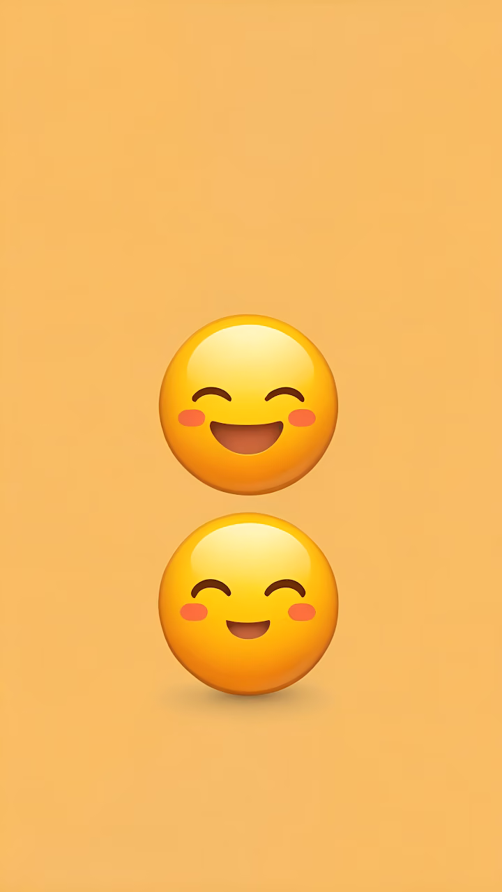 Happy Blushing Emoji Faces Stacked on Warm Yellow Canvas - Free Mobile AMOLED Wallpaper Background