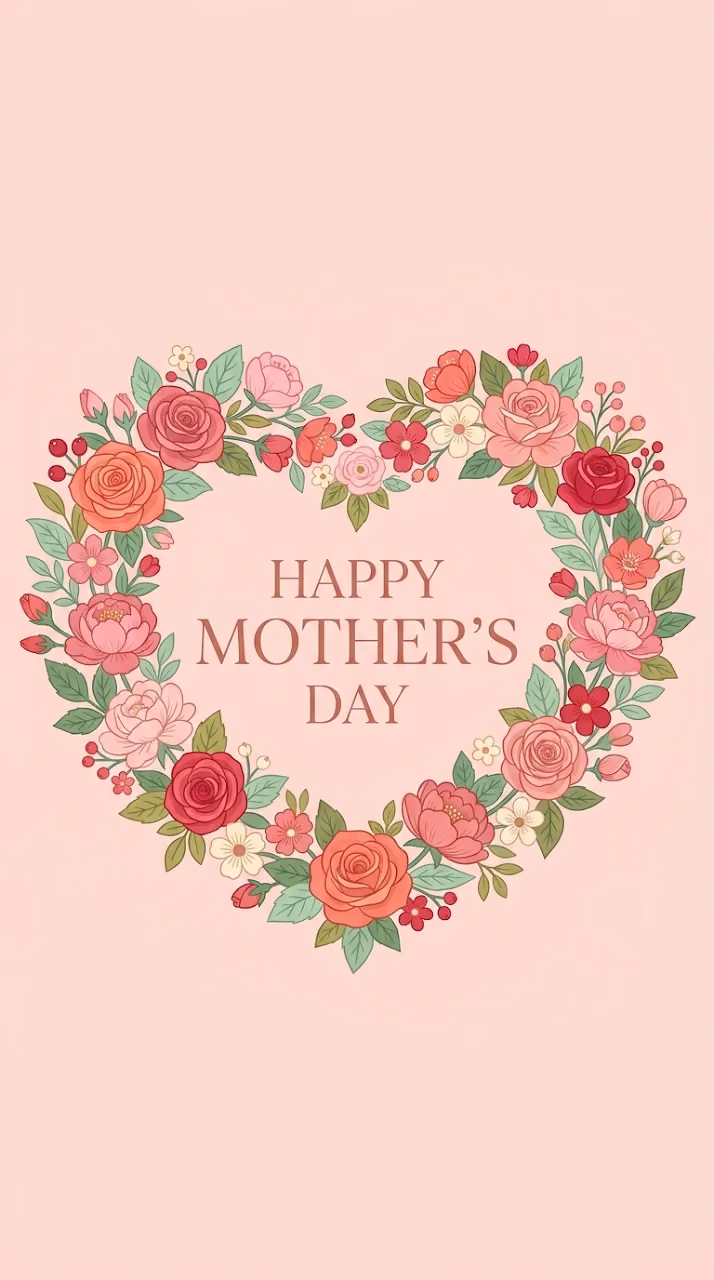 Download Happy Mother's Day Typography In A Floral Heart Wallpaper in Mobile HD Happy Mother's Day Typography In A Floral Heart - Free Mobile AMOLED Wallpaper Background