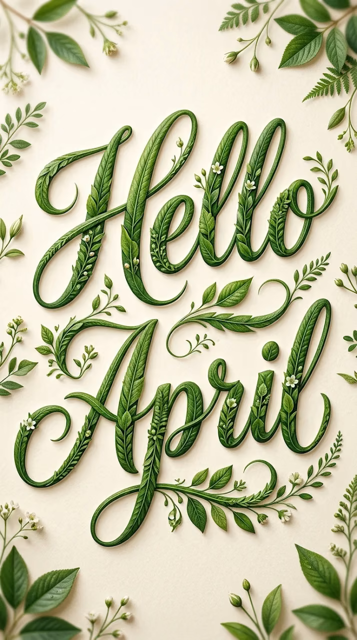 Download Hello April Typography Created from Green Leaf Textures Wallpaper in Mobile HD Hello April Typography Created from Green Leaf Textures - Free Mobile AMOLED Wallpaper Background