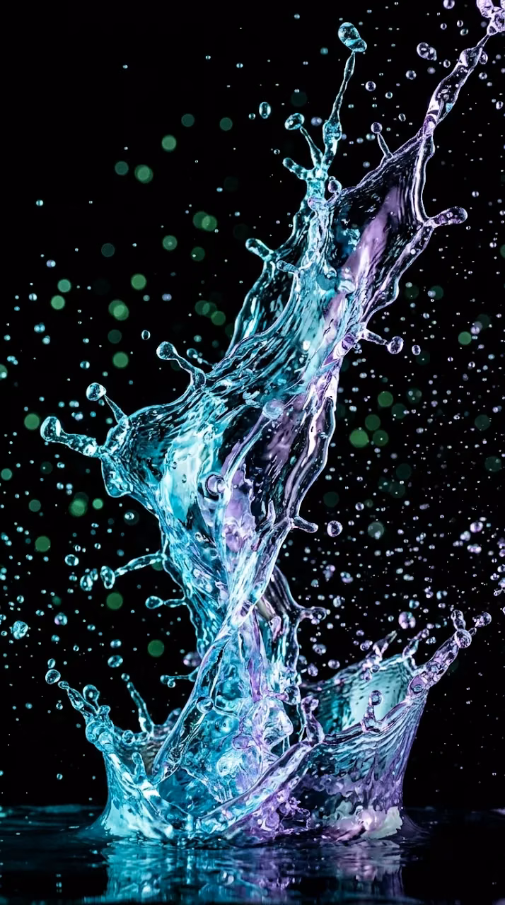 Download High-Speed Photo of Cyan and Violet Water Splash on Black Wallpaper in Mobile HD High-Speed Photo of Cyan and Violet Water Splash on Black - Free Mobile AMOLED Wallpaper Background