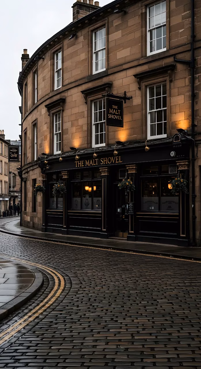 Download Historic Edinburgh Pub Cobblestone Street Rainy Evening Wallpaper in Mobile HD Historic Edinburgh Pub Cobblestone Street Rainy Evening - Free Mobile AMOLED Wallpaper Background