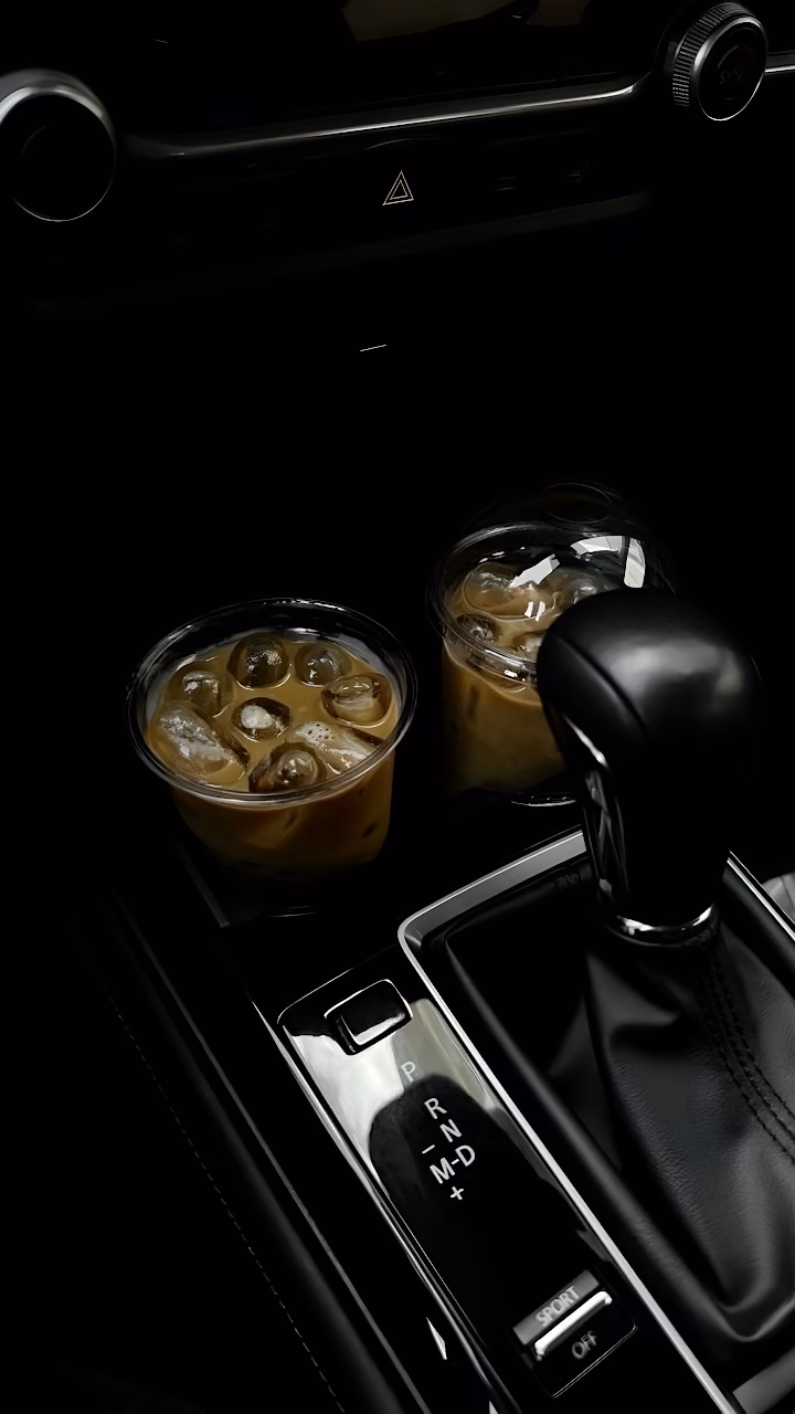 Download Iced Coffee Cups in Car Center Console at Night Wallpaper in Mobile HD Iced Coffee Cups in Car Center Console at Night - Free Mobile AMOLED Wallpaper Background
