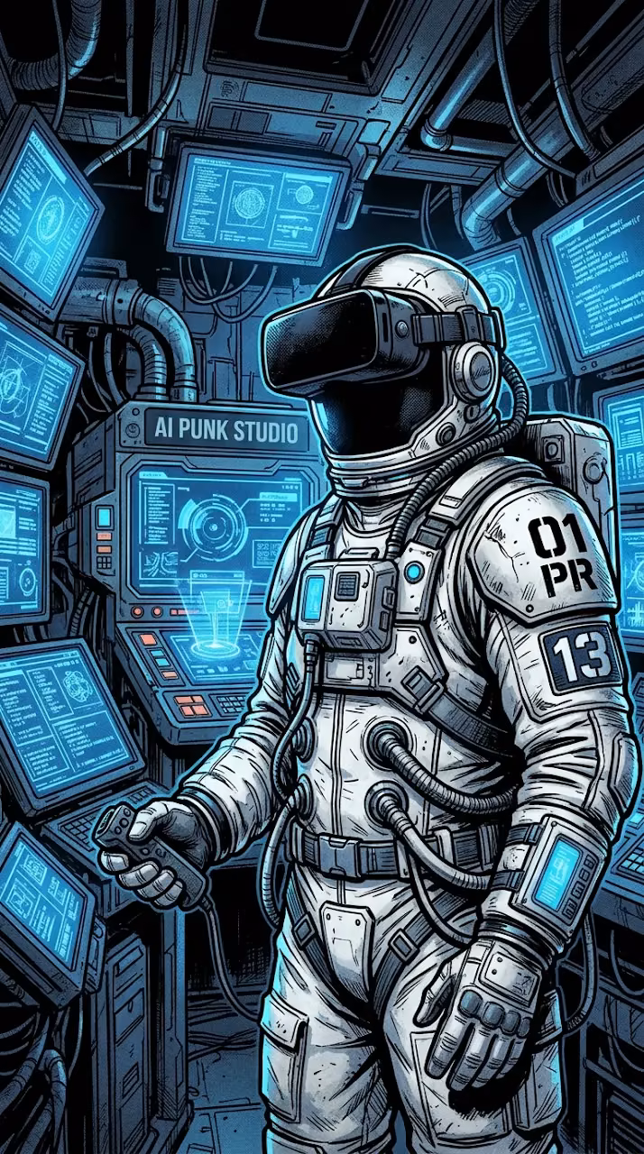 Download Illustration of a Futuristic Astronaut Wearing a VR Headset in a Control Room Wallpaper in Mobile HD Illustration of a Futuristic Astronaut Wearing a VR Headset in a Control Room - Free Mobile AMOLED Wallpaper Background
