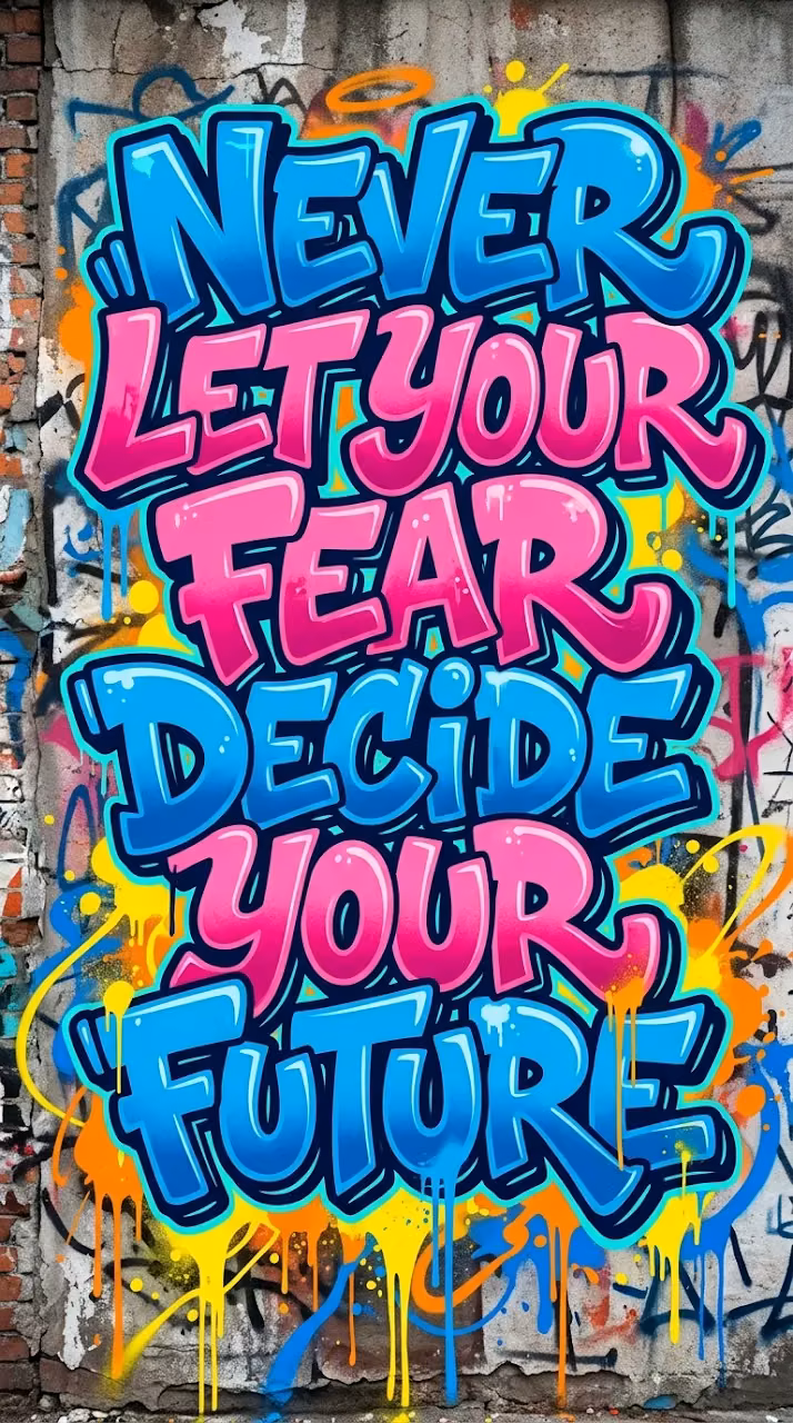 Inspirational Graffiti Quote: Never Let Your Fear Decide Your Future - Free Mobile AMOLED Wallpaper Background
