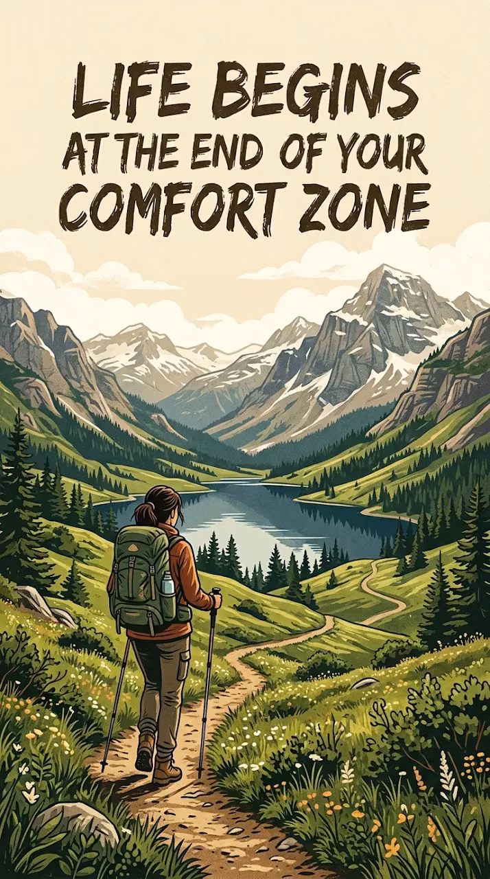 Inspirational Hiker Wallpaper with Comfort Zone Quote - Free Mobile AMOLED Wallpaper Background