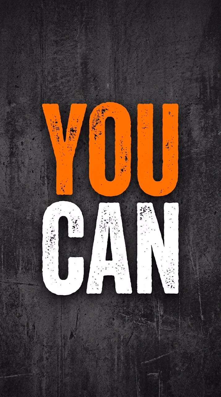 Inspirational Typography: YOU CAN in Orange and White Gradient - Free Mobile AMOLED Wallpaper Background