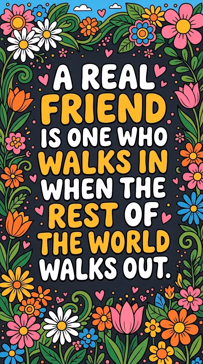 Download Inspiring Friendship Quote Typography Illustration with Flowers Wallpaper in Mobile HD Inspiring Friendship Quote Typography Illustration with Flowers - Free Mobile AMOLED Wallpaper Background
