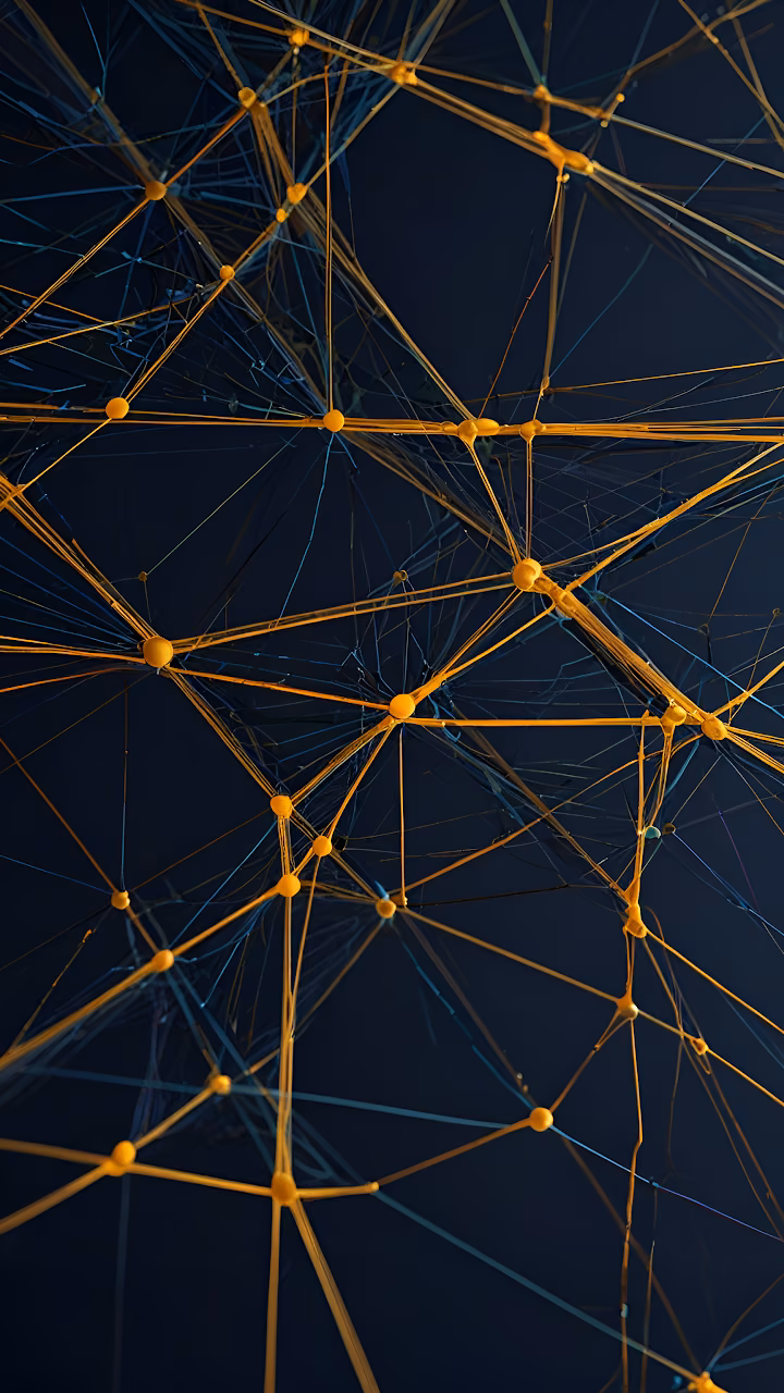 Interconnected Neural Network Structure Visualization - Free Mobile AMOLED Wallpaper Background