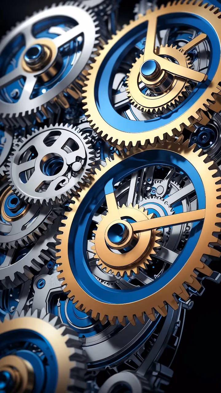 Download Interlocking Gears in Gold and Blue Machinery Wallpaper in Mobile HD Interlocking Gears in Gold and Blue Machinery - Free Mobile AMOLED Wallpaper Background