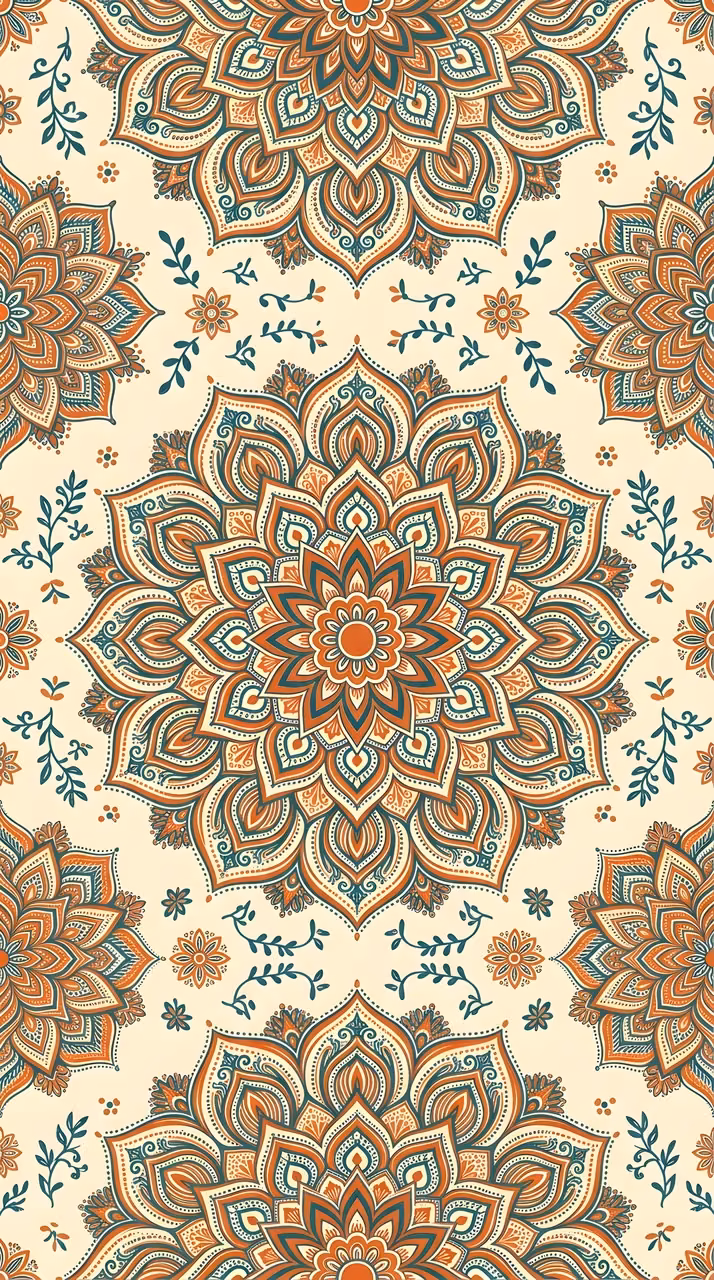 Download Intricate Earth Toned Floral Mandala Pattern Wallpaper in Mobile HD Intricate Earth Toned Floral Mandala Pattern - Free Mobile AMOLED Wallpaper Background