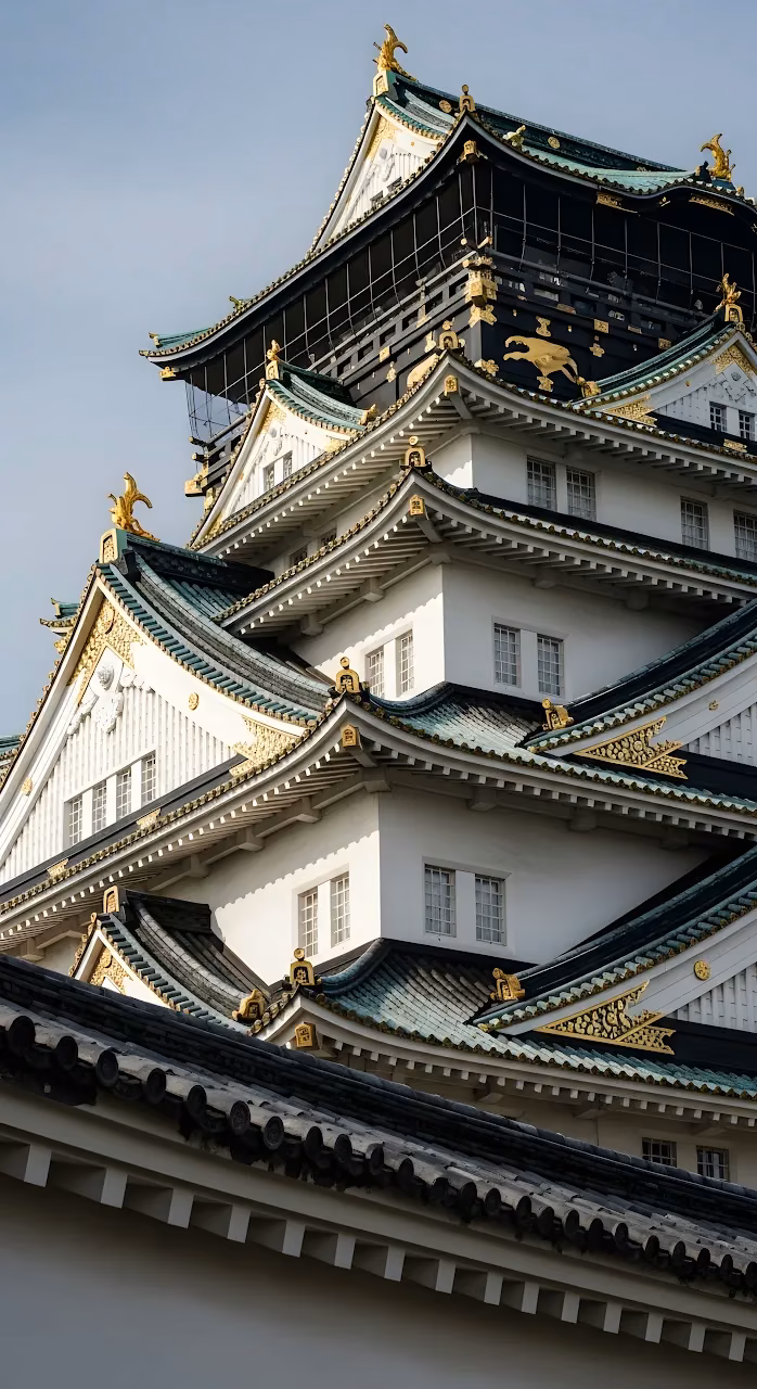 Download Intricate Japanese Castle Roof Gold Ornamentation Detail Wallpaper in Mobile HD Intricate Japanese Castle Roof Gold Ornamentation Detail - Free Mobile AMOLED Wallpaper Background