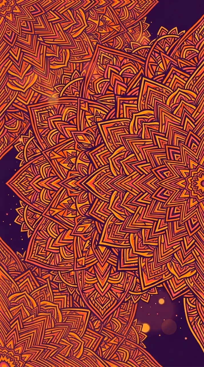 Intricate Purple and Orange Mandala Pattern Background - Free Mobile AMOLED Wallpaper Background
