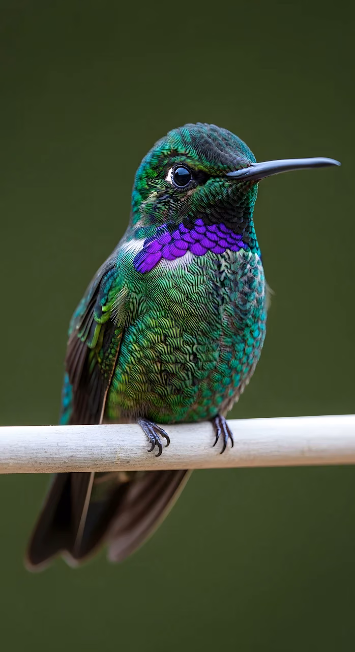 Iridescent Green Hummingbird Violet Throat Feathers - Free Mobile AMOLED Wallpaper Background