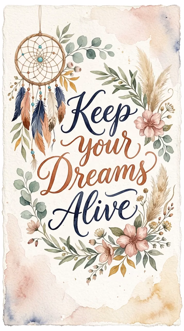 Download Keep Your Dreams Alive Boho Watercolor Calligraphy Art Wallpaper in Mobile HD Keep Your Dreams Alive Boho Watercolor Calligraphy Art - Free Mobile AMOLED Wallpaper Background