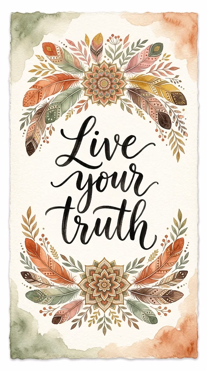 Live Your Truth Boho Watercolor Calligraphy Art - Free Mobile AMOLED Wallpaper Background