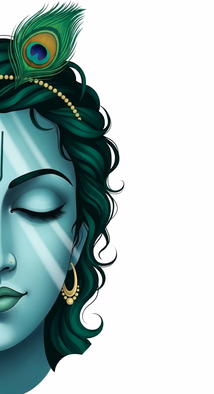 Download Lord Krishna Divine Meditation Teal Monochrome Portrait Wallpaper in Mobile HD Lord Krishna Divine Meditation Teal Monochrome Portrait - Free Mobile AMOLED Wallpaper Background