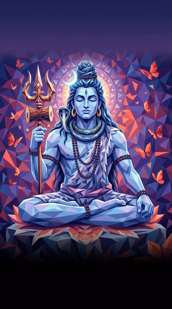 Lord Shiva Geometric Abstract Trishul Wallpaper - Free Mobile AMOLED Wallpaper Background