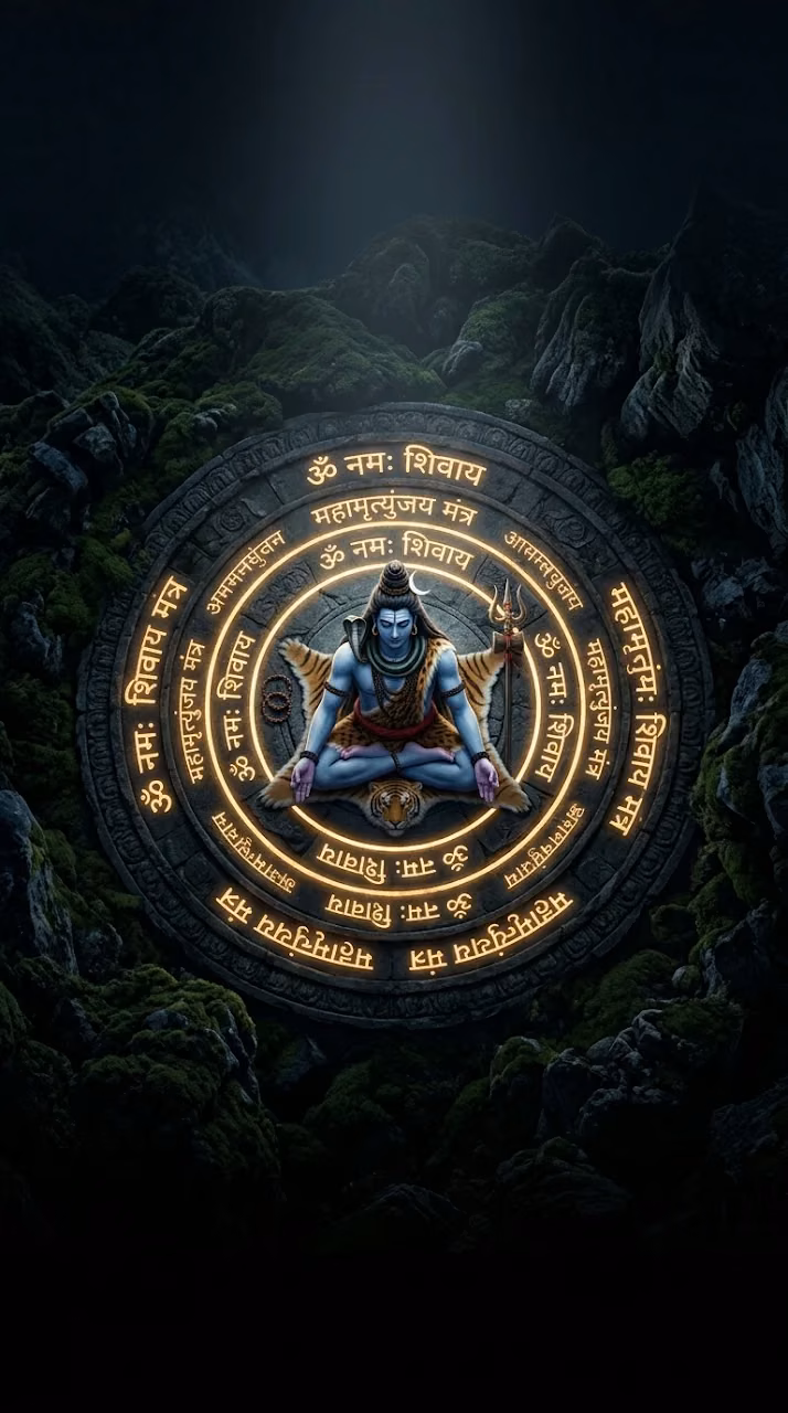 Lord Shiva Meditating Sacred Inscription Wallpaper - Free Mobile AMOLED Wallpaper Background