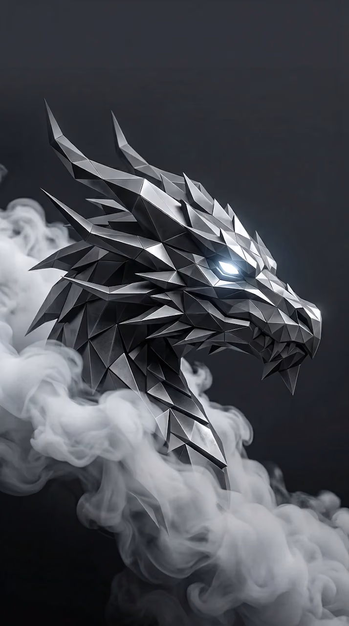 Download Low Poly Metallic Dragon Head Wallpaper Wallpaper in Mobile HD Low Poly Metallic Dragon Head Wallpaper - Free Mobile AMOLED Wallpaper Background