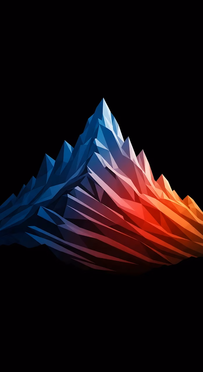 Low Poly Mountain Range Geometric Color Gradient - Free Mobile AMOLED Wallpaper Background