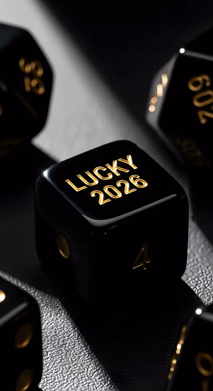 Download Lucky 2026 Black and Gold Dice Close-up Wallpaper in Mobile HD Lucky 2026 Black and Gold Dice Close-up - Free Mobile AMOLED Wallpaper Background