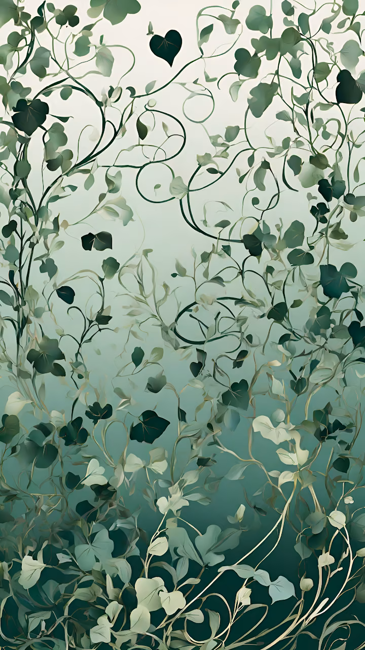 Lush Green Botanical Vine Pattern Texture Art - Free Mobile AMOLED Wallpaper Background