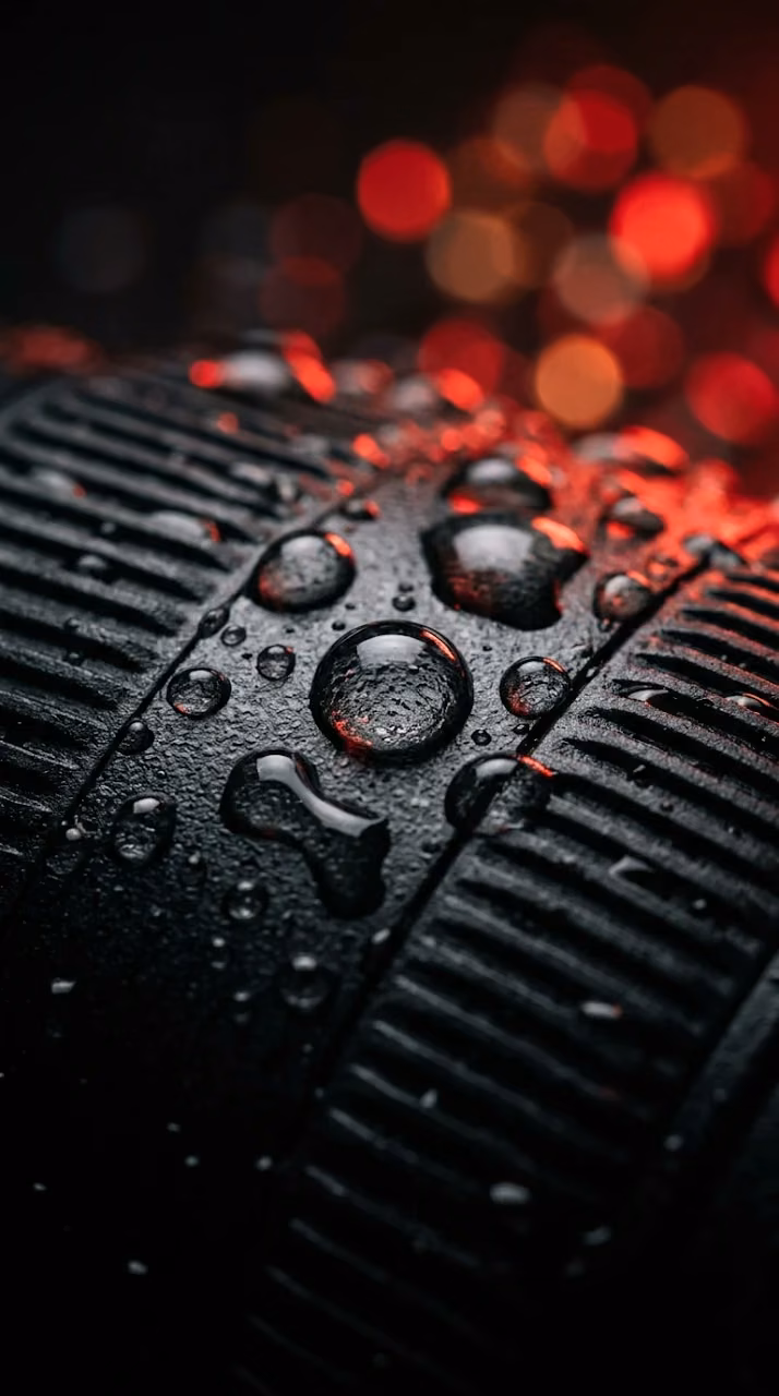 Download Macro Close-up of Water Beads on Black Ribbed Texture Wallpaper in Mobile HD Macro Close-up of Water Beads on Black Ribbed Texture - Free Mobile AMOLED Wallpaper Background