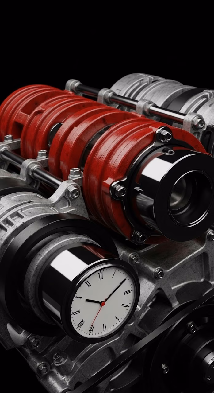 Macro Industrial Engine Red Components - Free Mobile AMOLED Wallpaper Background