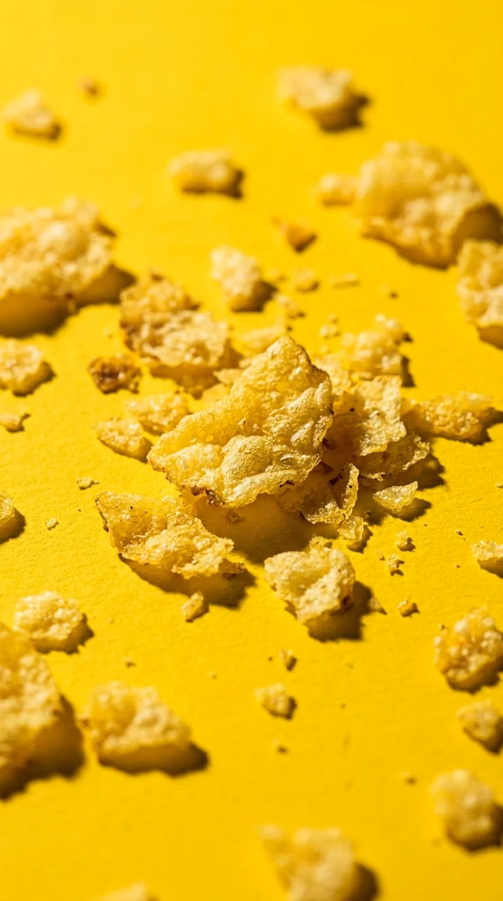 Download Macro view of broken potato chips and crumbs on a yellow surface Wallpaper in Mobile HD Macro view of broken potato chips and crumbs on a yellow surface - Free Mobile AMOLED Wallpaper Background