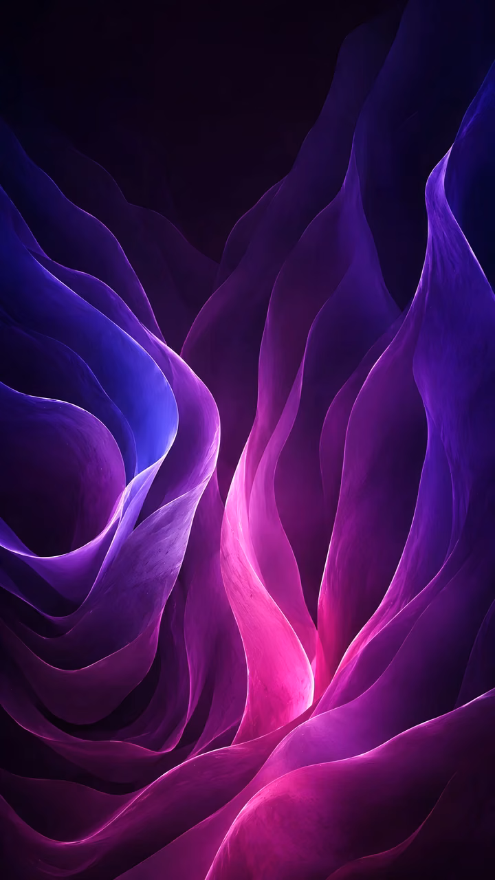 Download Magenta and Violet Layers Flow Through Darkness Wallpaper in Mobile HD Layered violet and magenta folds flow vertically across a dark abstract background.