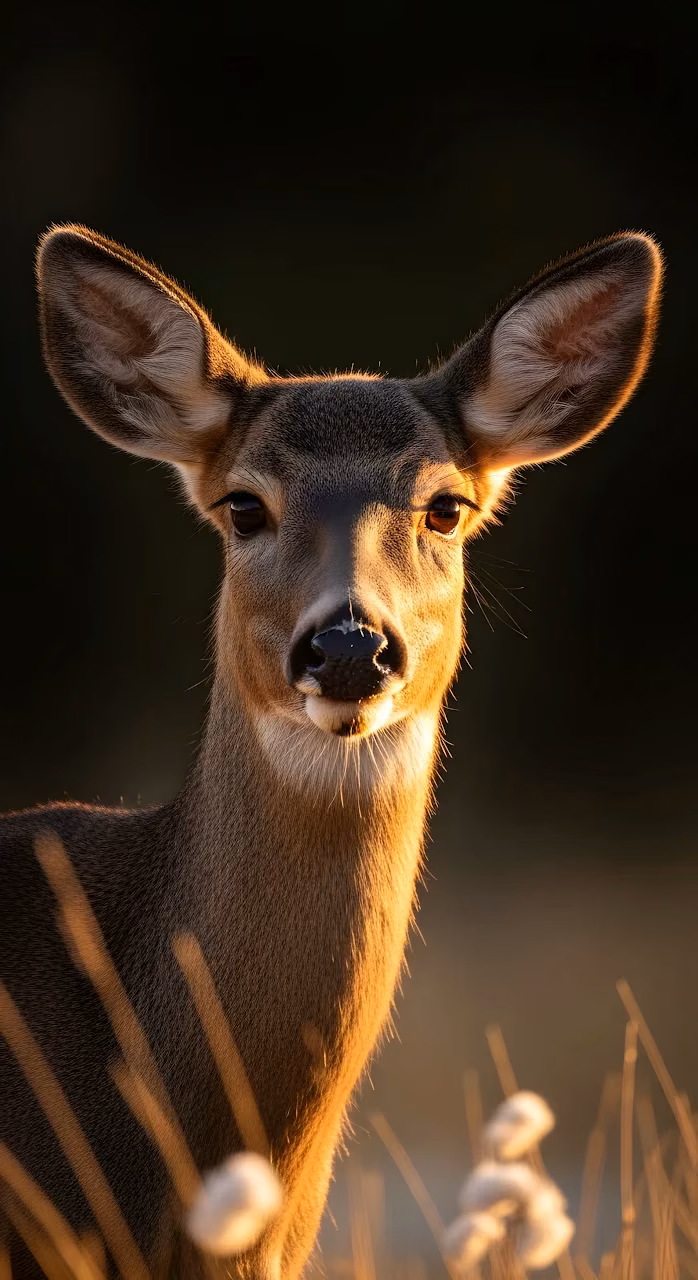 Majestic Deer Portrait Golden Hour Rim Light Wildlife - Free Mobile AMOLED Wallpaper Background