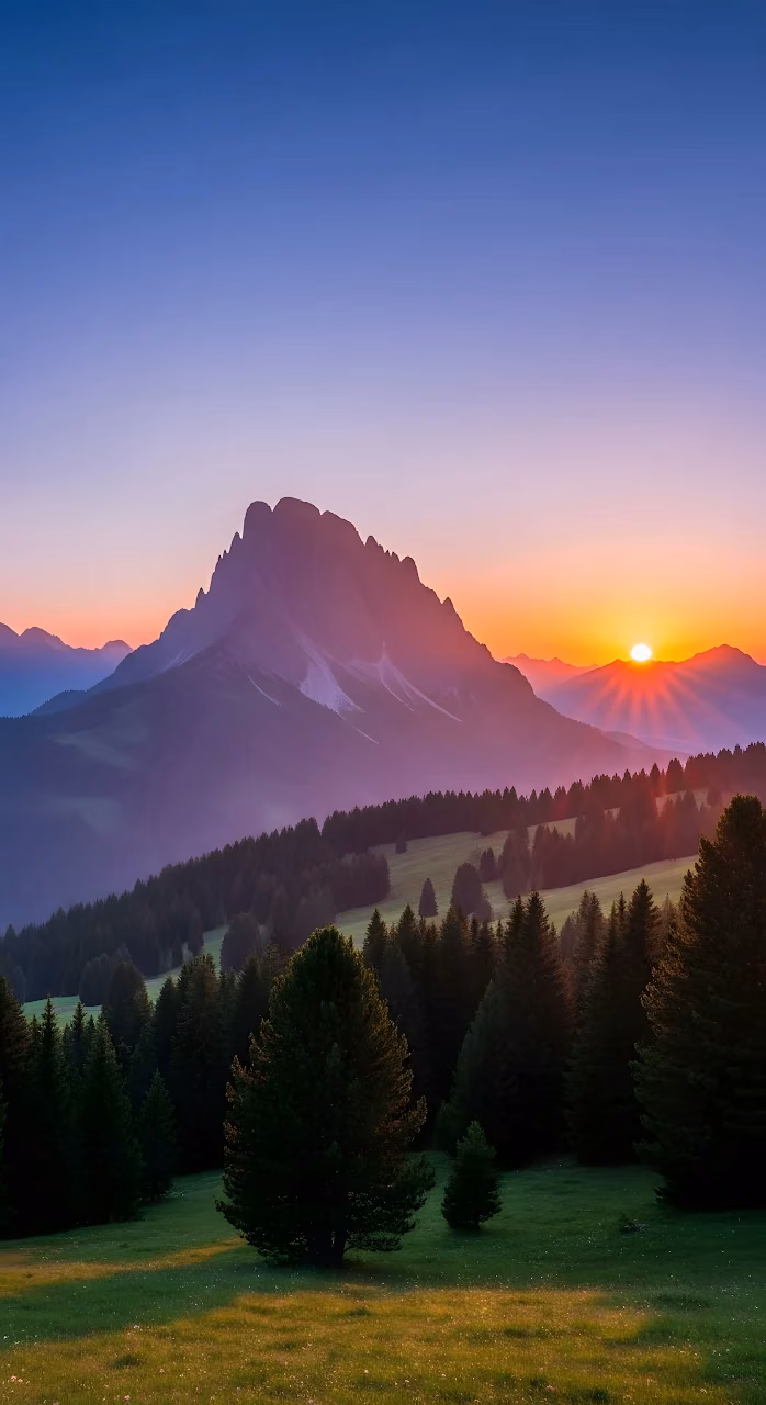 Majestic Dolomites Sunset Purple Hues Alpine Landscape - Free Mobile AMOLED Wallpaper Background