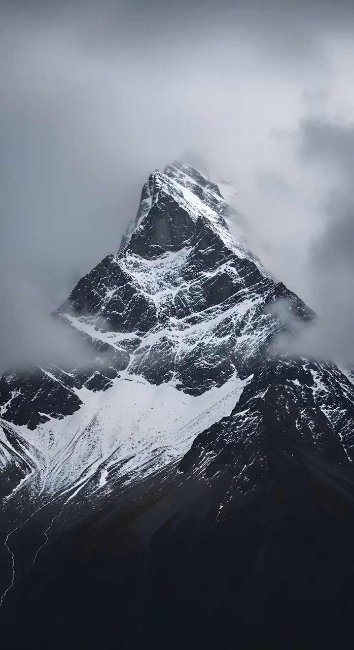 Majestic Snow Capped Mountain Peak - Free Mobile AMOLED Wallpaper Background