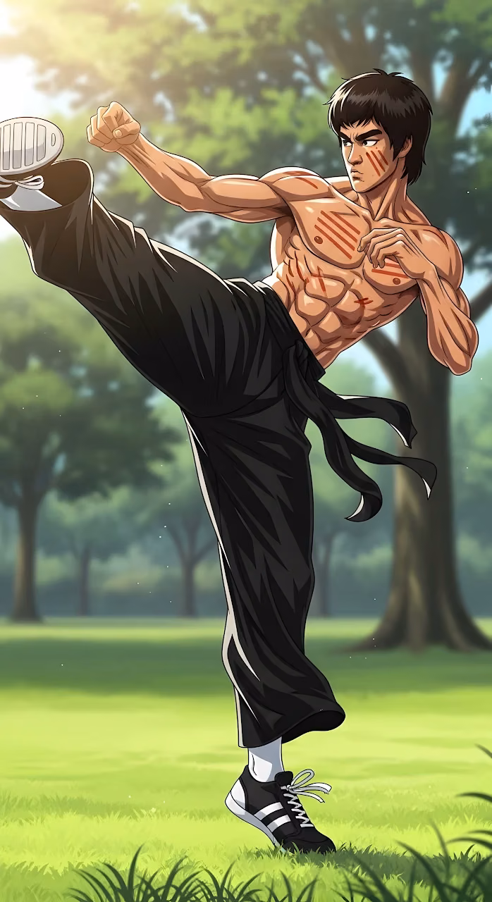 Download Martial Arts Master High Kick Illustration, Dynamic Pose Wallpaper in Mobile HD Martial Arts Master High Kick Illustration, Dynamic Pose - Free Mobile AMOLED Wallpaper Background