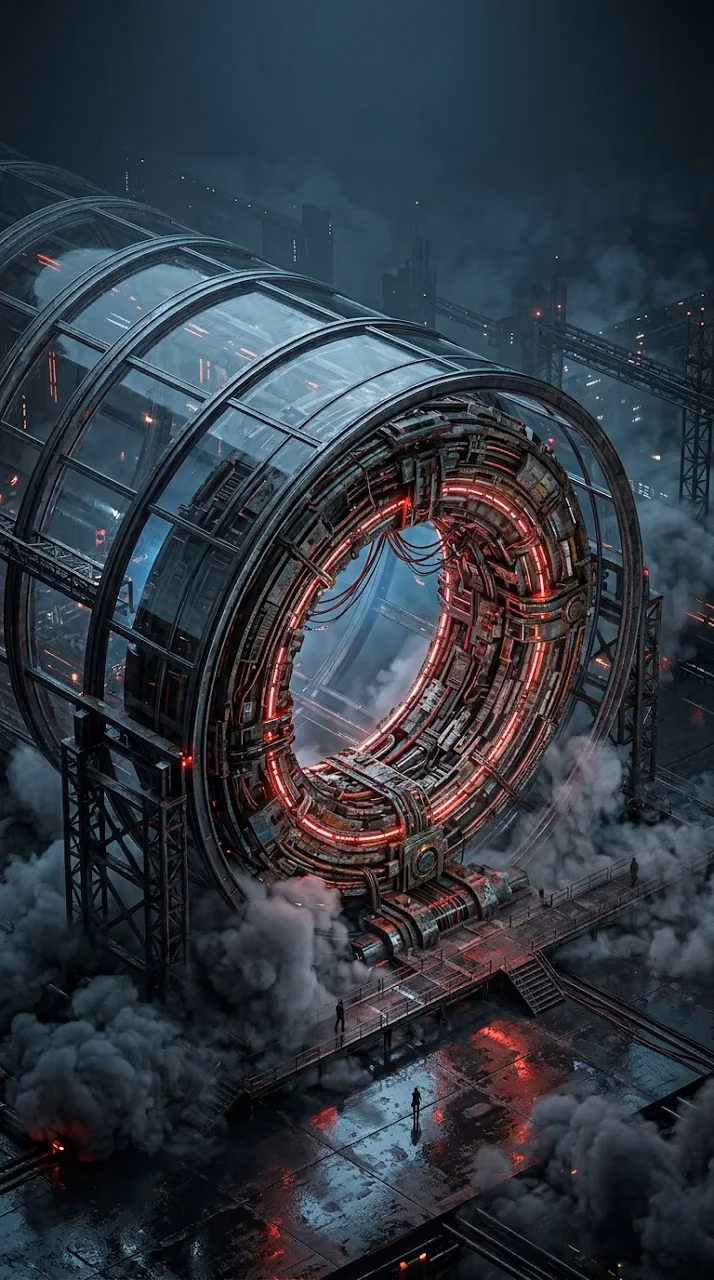 Download Massive Futuristic Industrial Mechanical Ring in Haze Wallpaper in Mobile HD Massive Futuristic Industrial Mechanical Ring in Haze - Free Mobile AMOLED Wallpaper Background