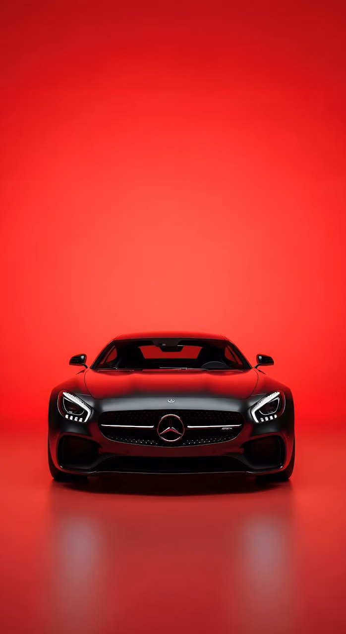 Download Matte Black Mercedes Sports Car Red Studio Backdrop Wallpaper in Mobile HD Matte Black Mercedes Sports Car Red Studio Backdrop - Free Mobile AMOLED Wallpaper Background