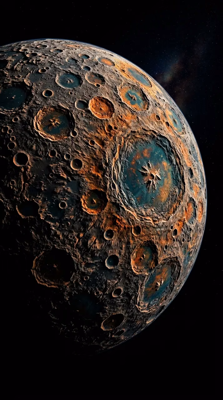 Mercury Like Textured Planet in Dark Space - Free Mobile AMOLED Wallpaper Background