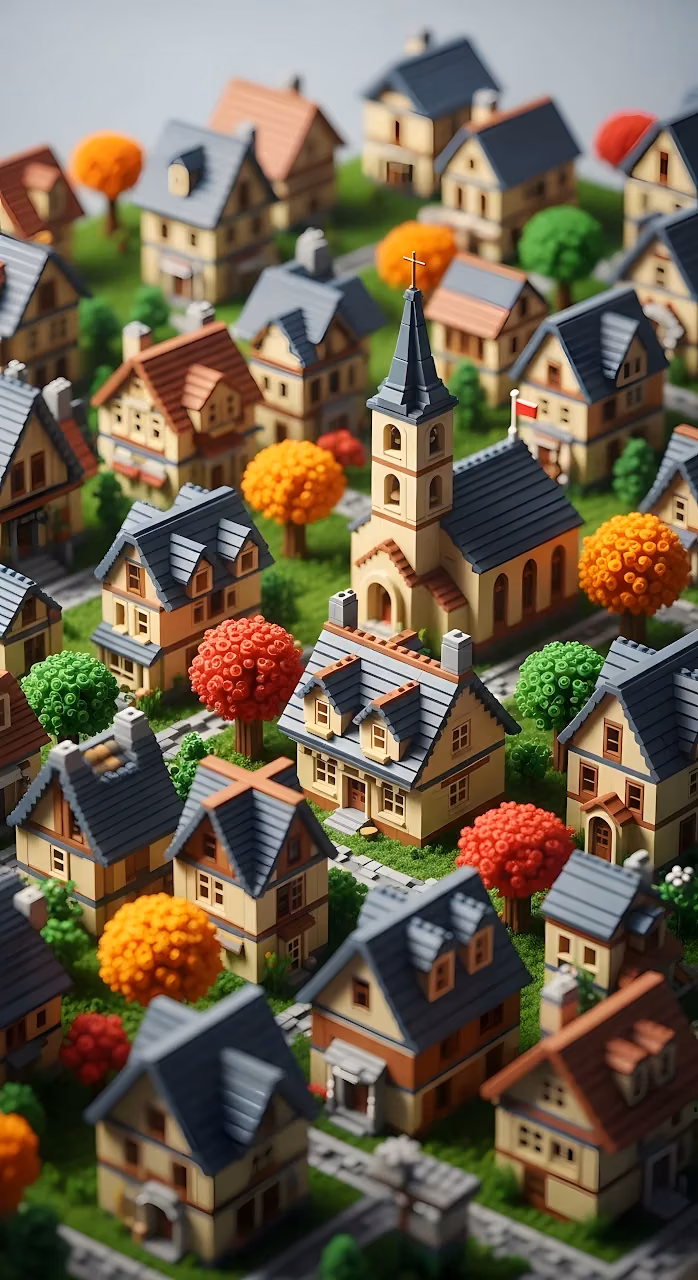 Download Miniature Village Diorama Church Autumn Trees Wallpaper in Mobile HD Miniature Village Diorama Church Autumn Trees - Free Mobile AMOLED Wallpaper Background