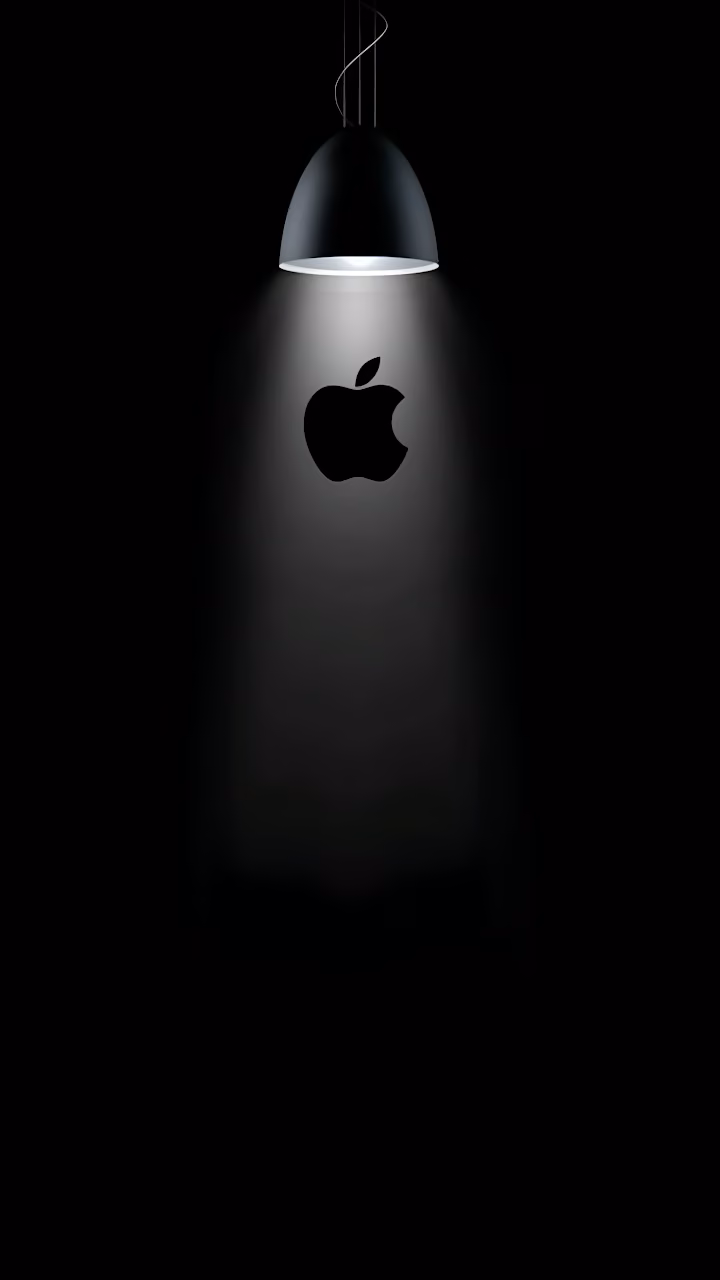 Minimal Apple Logo Spotlight Dark Black Aesthetic - Free Mobile AMOLED Wallpaper Background