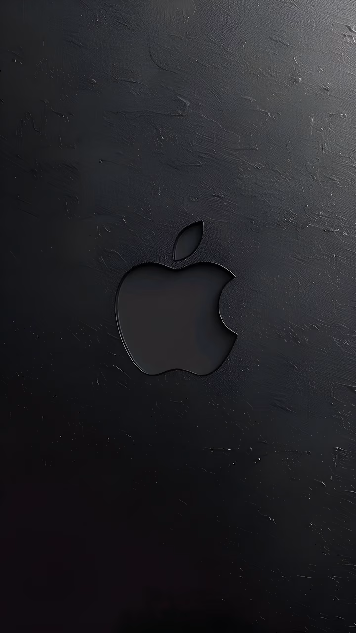 Minimal Black Apple Logo Textured Matte Surface - Free Mobile AMOLED Wallpaper Background
