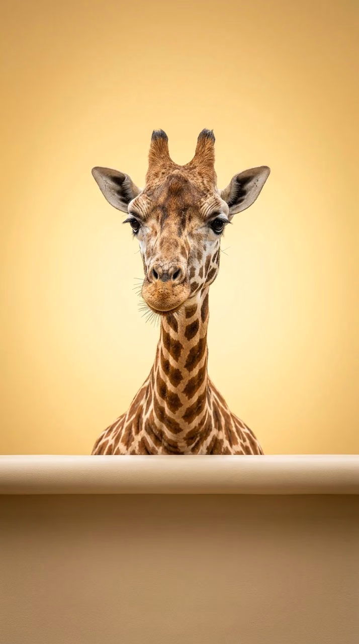 Minimal Giraffe Portrait Yellow Background - Free Mobile AMOLED Wallpaper Background