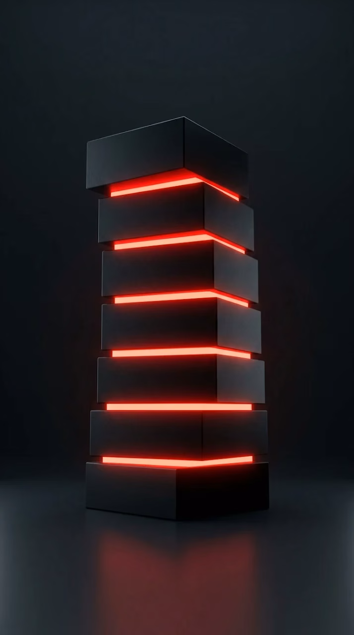 Download Minimalist Abstract 3D Black Blocks with Red Neon Edges Wallpaper in Mobile HD Minimalist Abstract 3D Black Blocks with Red Neon Edges - Free Mobile AMOLED Wallpaper Background