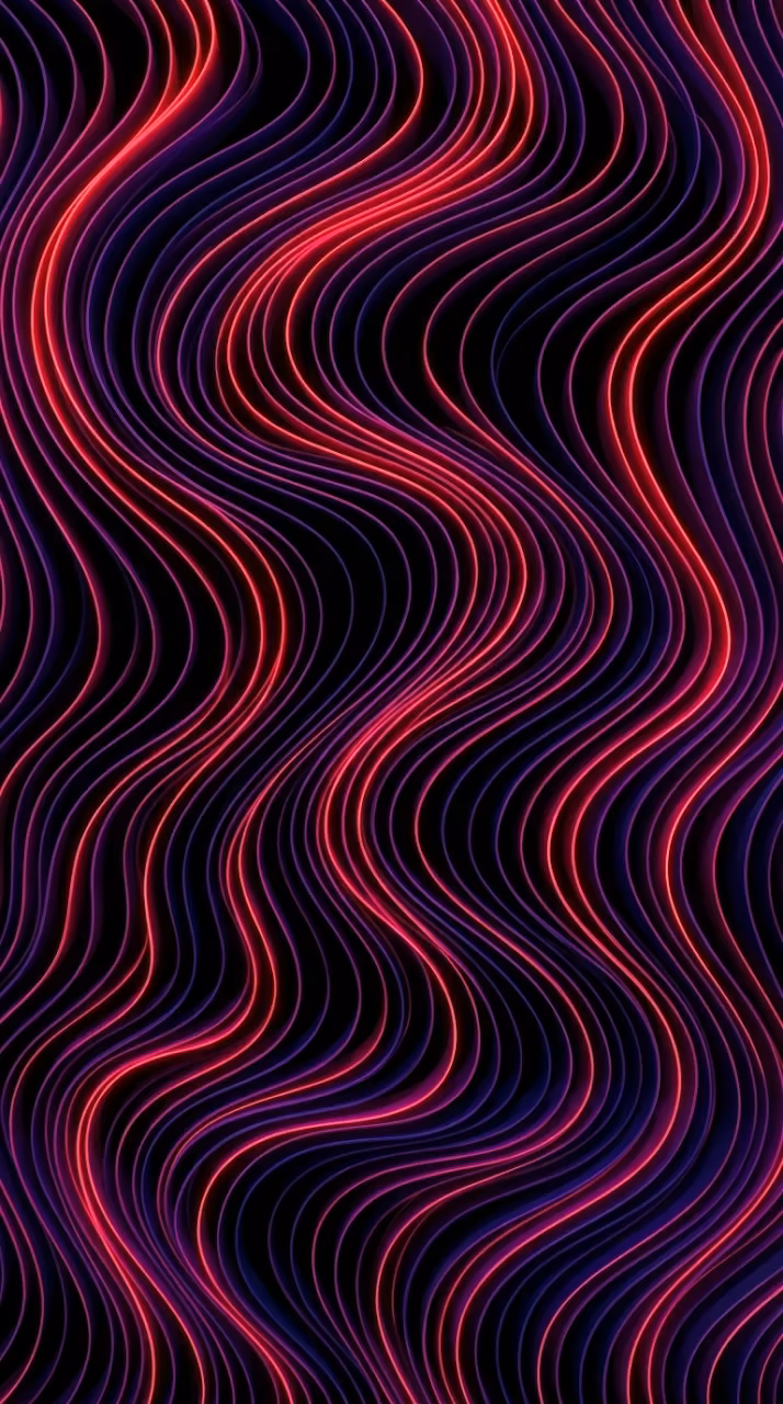 Minimalist Abstract Neon Red Wavy Lines on Black Background - Free Mobile AMOLED Wallpaper Background