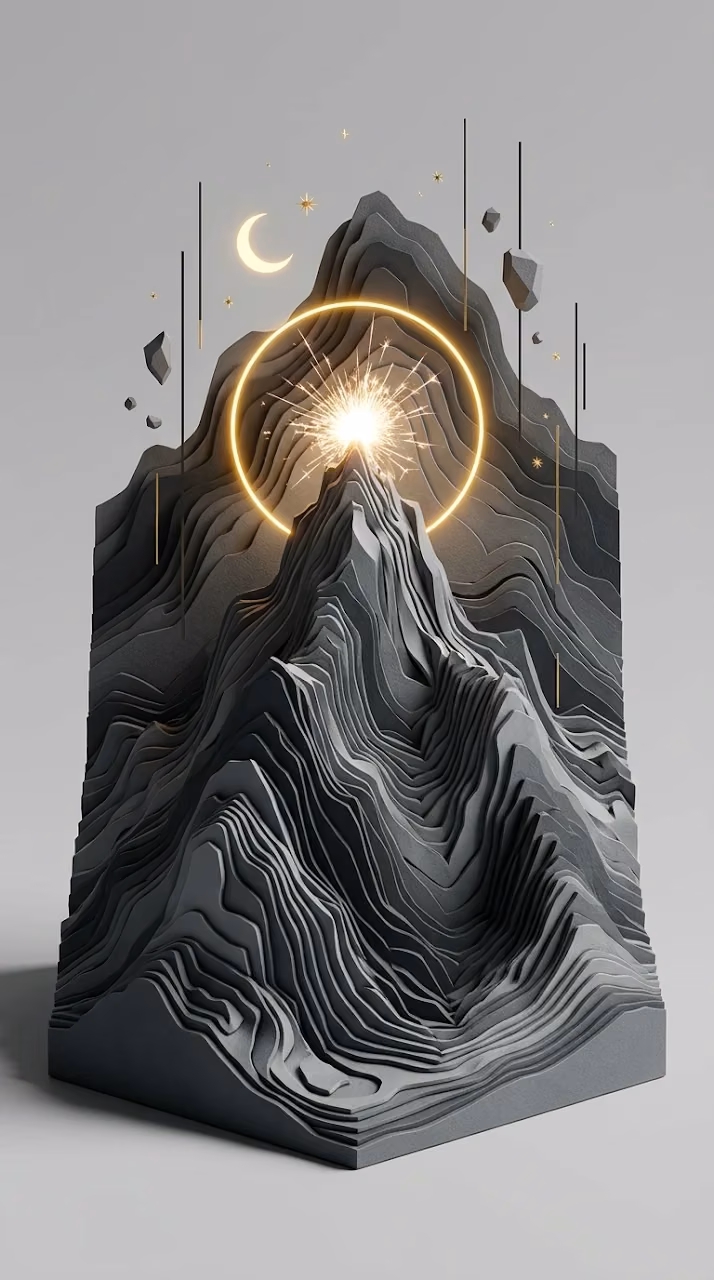 Download Minimalist Abstract Volcano Erupting with Glowing Neon Light and Stars Wallpaper in Mobile HD Minimalist Abstract Volcano Erupting with Glowing Neon Light and Stars - Free Mobile AMOLED Wallpaper Background