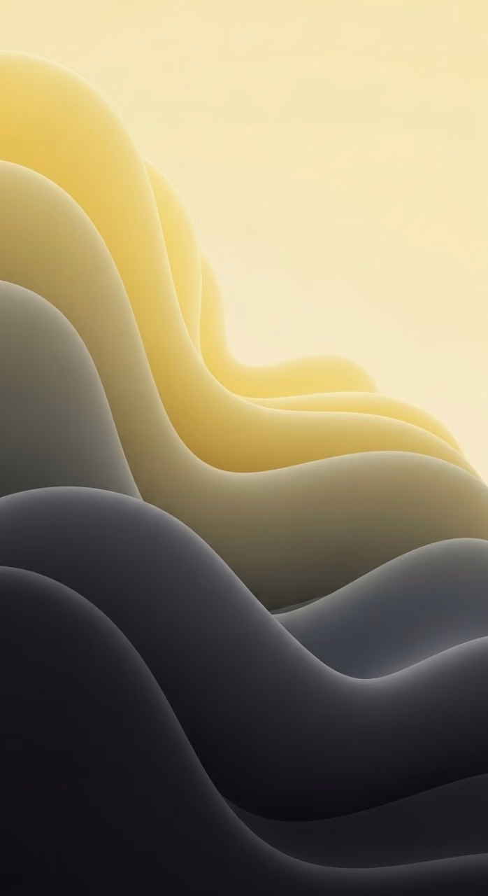Minimalist Abstract Waves in Yellow and Gray - Free Mobile AMOLED Wallpaper Background